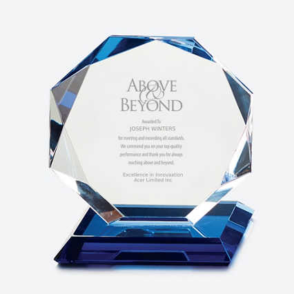 Blue Luminary Crystal Award - Octagon